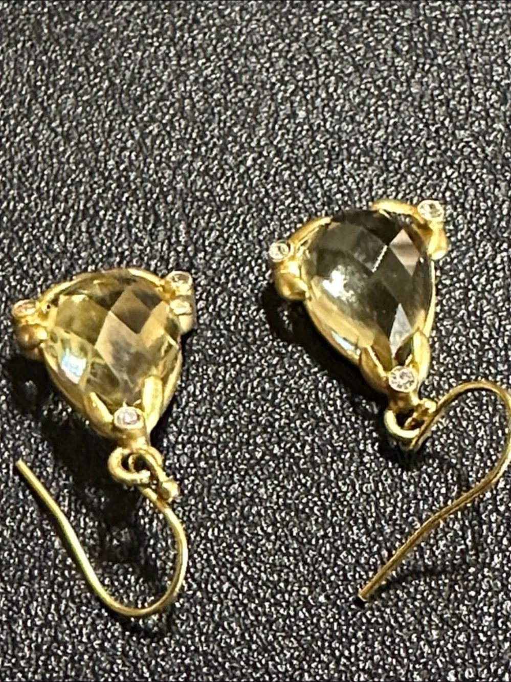Faceted Yellow Quartz Teardrop Drop Earrings